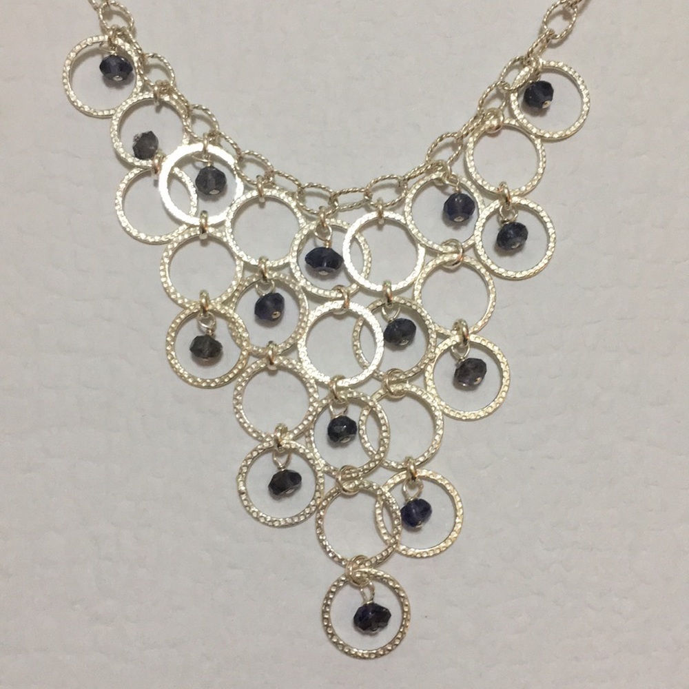 NWOT Sterling Silver &Crystal Bib Necklace